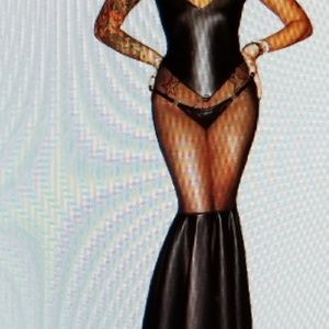 Black Faux/Leather Mermaid Style Dress with Matchi